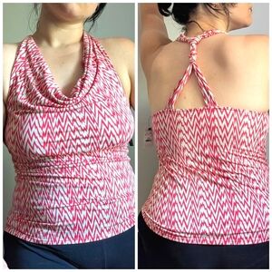 NWT Express Red Chevron Halter Neck Twist Back Top Size Medium